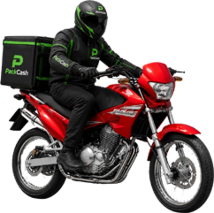 Entregador PackCash na Falcon 400